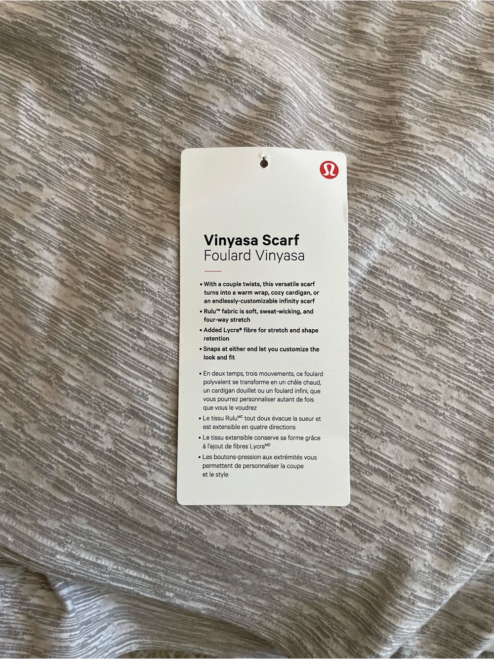 Lululemon Vinyasa Scarf - Light Gray & White
